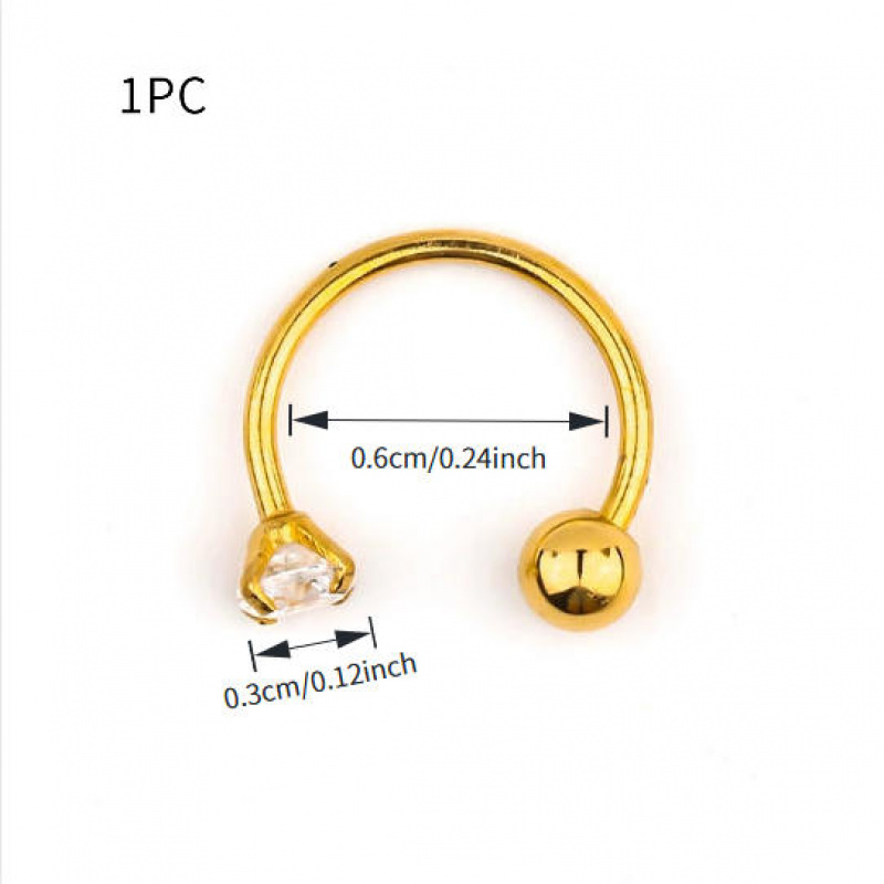 TEMU Orecchini a a a a forma di C per piercing, 1 pz/3 pz/5 pz, in acciaio inossidabile con Zirconia intarsiata, di nicchia, semplici, delicati ed