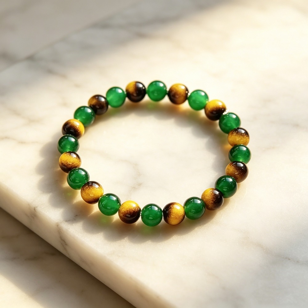 Tiger's Eye Green Bead Bracelet, High-End Feel