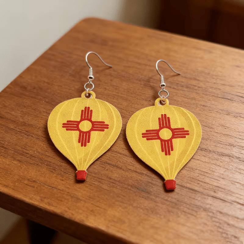 TEMU Acrylic Earrings Shaped Like Hot Air Balloons Featuring Mexico State , Lightweight Travel-themed Pendants