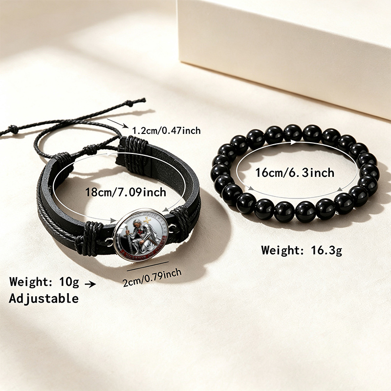 2pcs Sword Wielding Knight Adjustable Cuff Bracelet