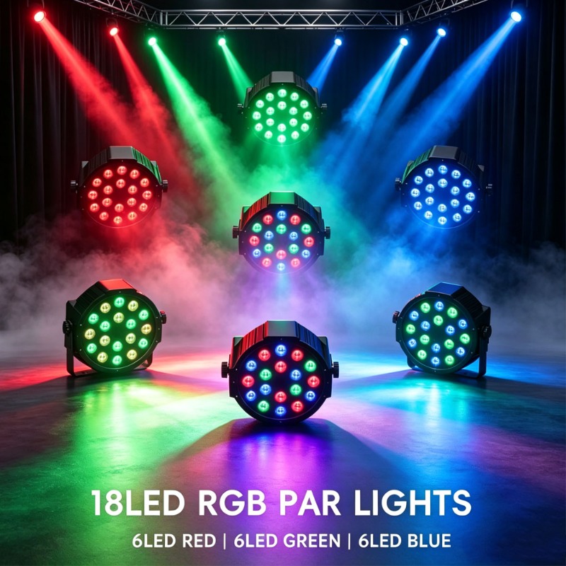TEMU Led Par Light, 18-led Rgb Stage Par Light (remote Control Included; Batteries Not Included), Usb-powered Dj Party Light With Auto-run Mode;