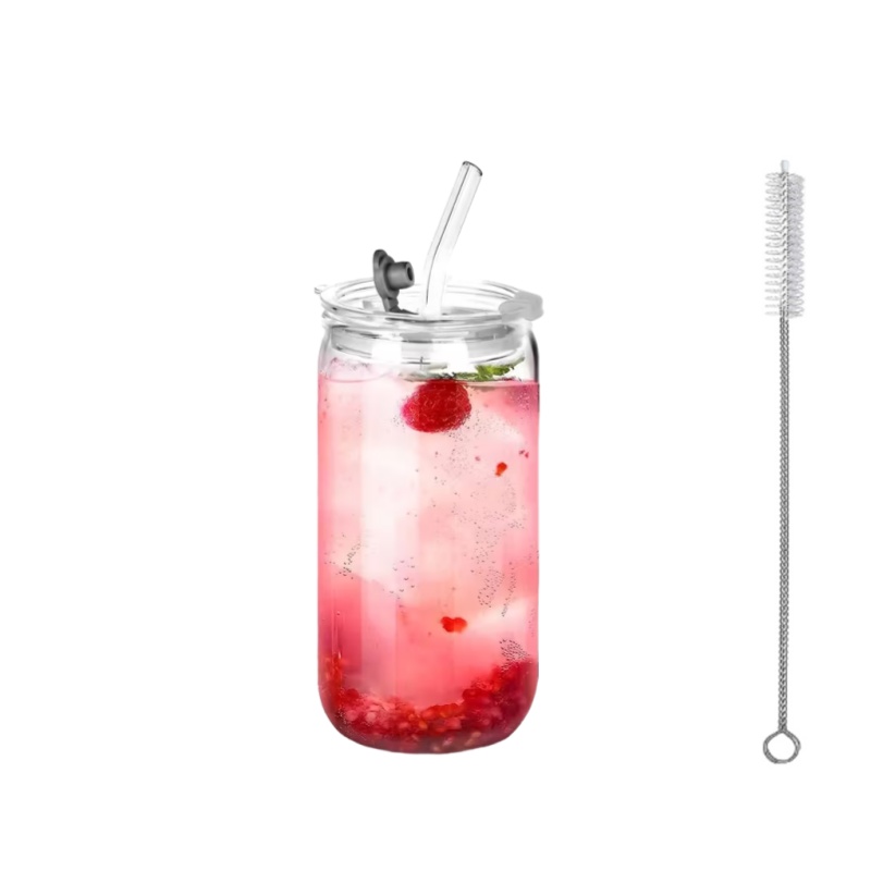 TEMU 1/2/4pcs. Tumbler Set With Lid And Straw, Iced Coffee Carafe, Coffee Drinking Cup Set, Creative High Borosilicate Glass Cup, Milk Cup, Beer And