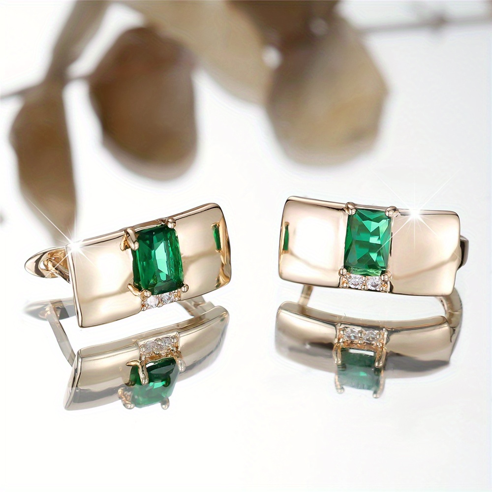 Elegant Drop Earrings with Rectangle-Cut Green Stones
