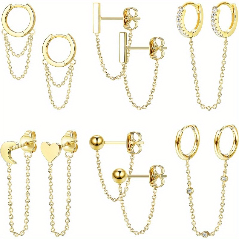 【美品】アデルビジューのCUTSTEEL double chain pierce Double Piercing Earring, Stud Earring, Earring Set, Stack