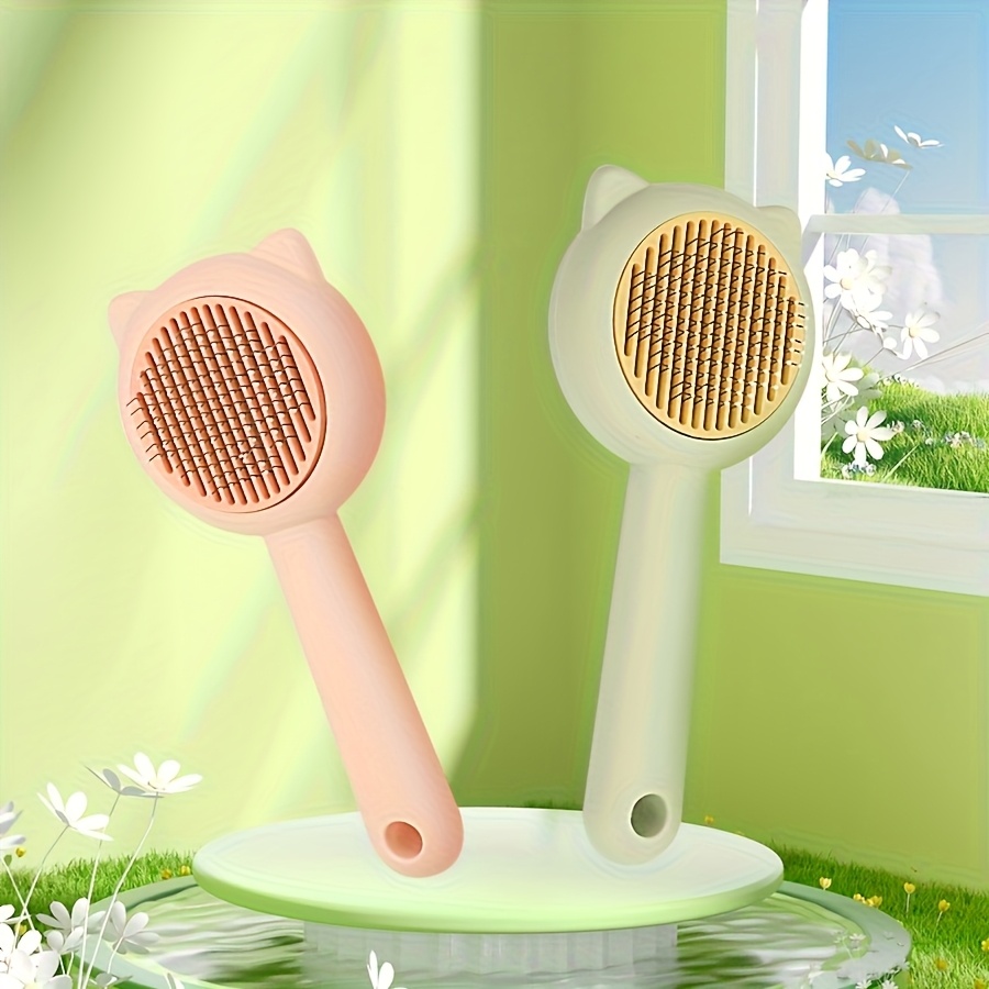 1pc Customizable Name Cat Bathing And Massage Brush - Self-Cleaning Pet Grooming Comb for Shedding, Pink And Green, Soft PP Material, Gentle on Cats, Ideal for Bathing And Hair Removal, Cat Grooming, Perfect Gift Choice