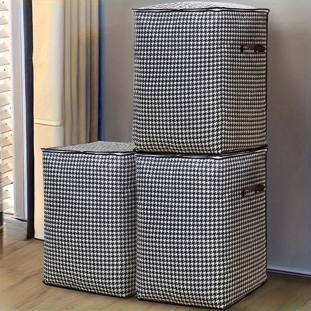 pack of 3 large 180l   storage bags collapsible dustproof zippered organizers with durable straps thickened fabric for clothing books storage boxes multi purpose   book storage   pattern zippered closure under bed storage