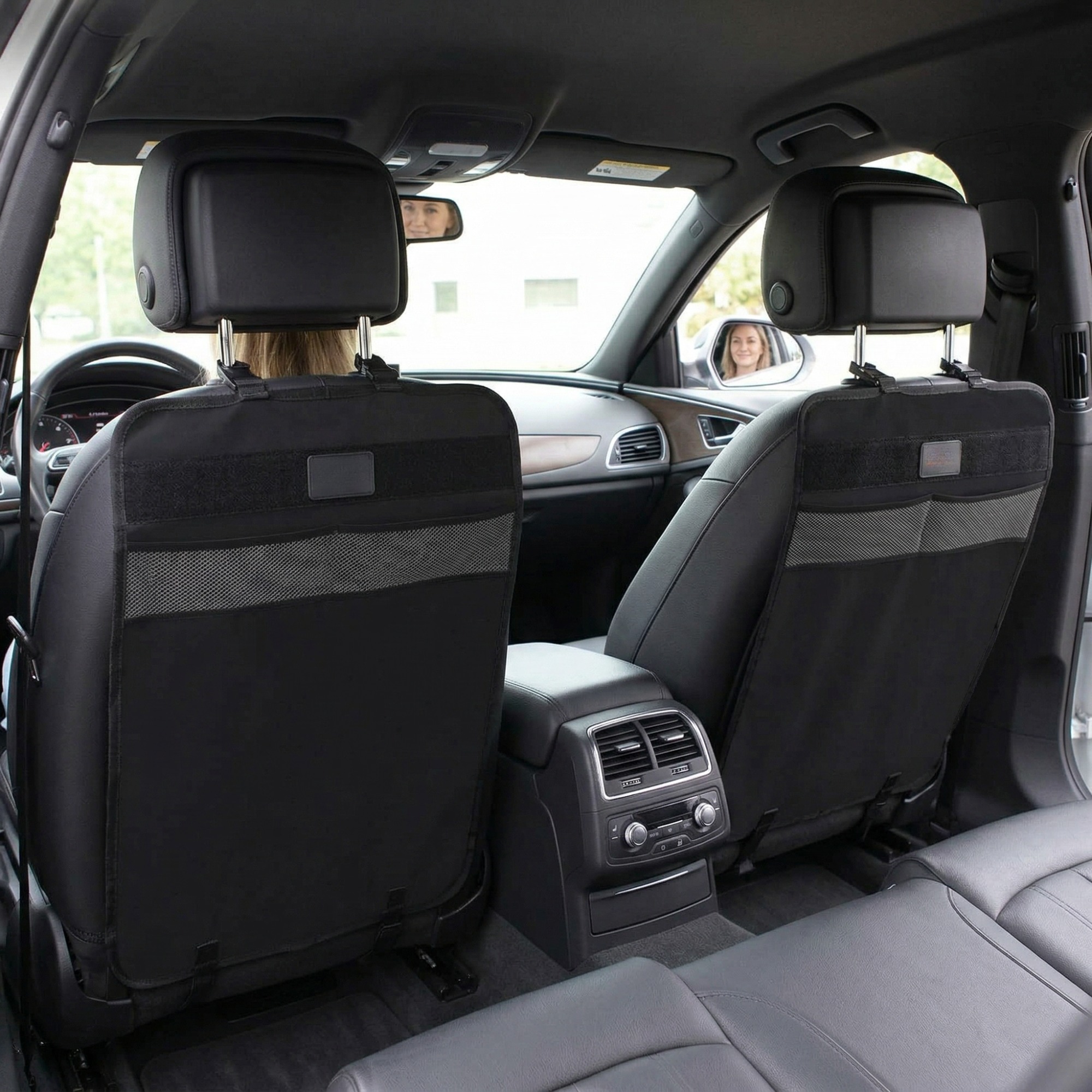 2-pack Seat Back Protector - Kick Guard For Family - Friendly Vehicle Use, Kick Mat For Cars, Suvs, And Trucks - Black