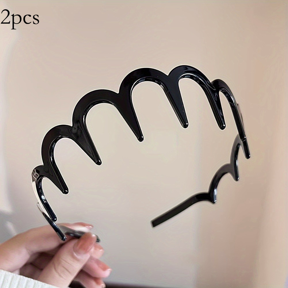 2pcs Women's Summer Wavy Headbands: Versatile For Everyday Wear, High-, Comb-like Shape, Retro Style, Elegant Tortoiseshell Wavy Headband - Non-slip Design, Comb-like Headband