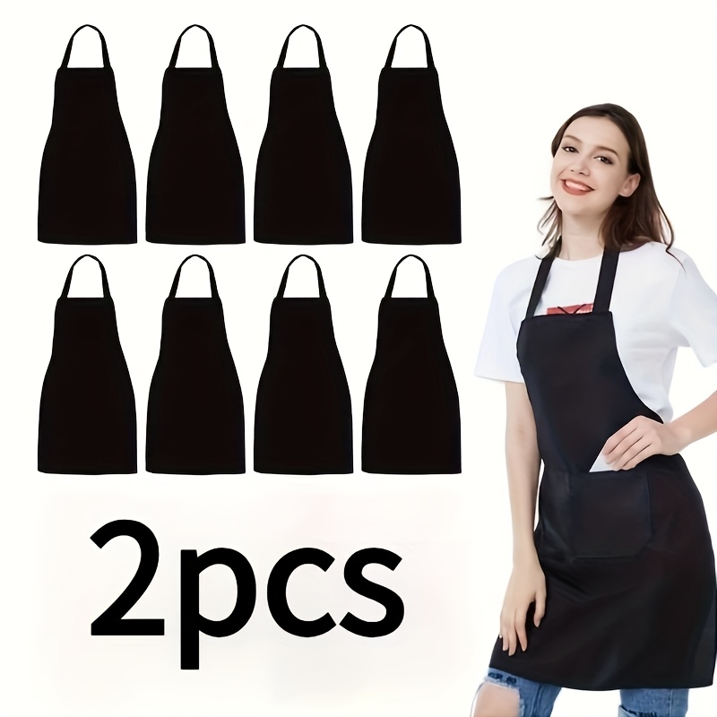 E-shop 2 Stück Langlebige Polyester Schürze mit verstellbarer Halskette 2 großen – Neutrale Farbe, zum Kochen, Grillen, BBQ, Weihnachtsbasteln,