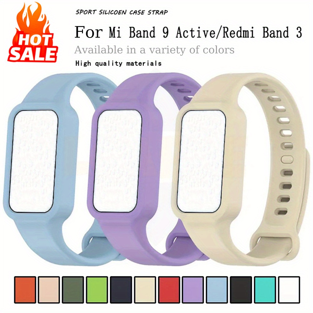 

Fashionable Silicone Sport Case Strap For Xiaomi Smart Band 9, Protective Rubber Cover With Tang For Band 3 - Miohhr Brand