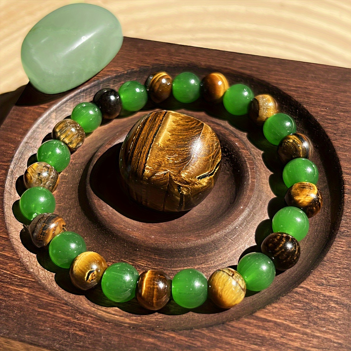 1pc 8Mm Tiger'S Eye Stone, A Retro Bohemian-Style Jewelry Gift for Men And Women, Easy And Fashionable for Festival Gifts