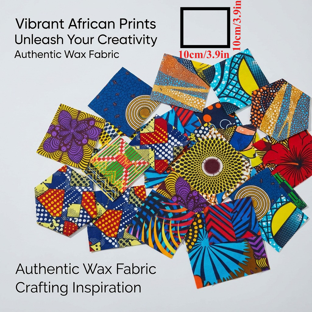 TEMU 30pcs Of 3.9x3.9 Inch African Fabric Squares, Small-sized Pre-cut Polyester Bundle, Multicolor With Colorful Patterns, Hand-washed Fabric,