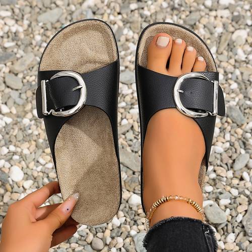 sandales et pantoufles dété pour femmes, nouveau modèle à boucle ronde, confortables, à semelle épaisse antidérapante, pour les vacances , les , polyvalente, chaussures pour femmes