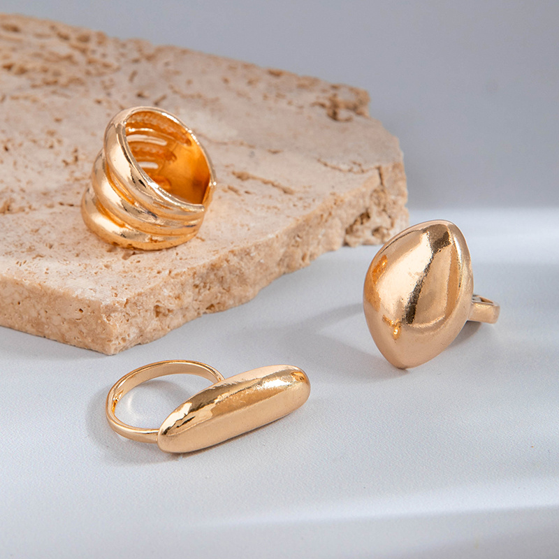 3pcs Unique Retro Geometric Layered Ring Set
