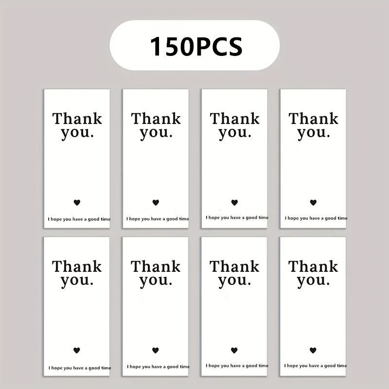 150pcs Self-adhesive Thank You Stickers - , Single Use, Cartoon Design, Ideal For Gift Packaging, Baking, Wedding Decorations, And Delivery, Thank You Stickers