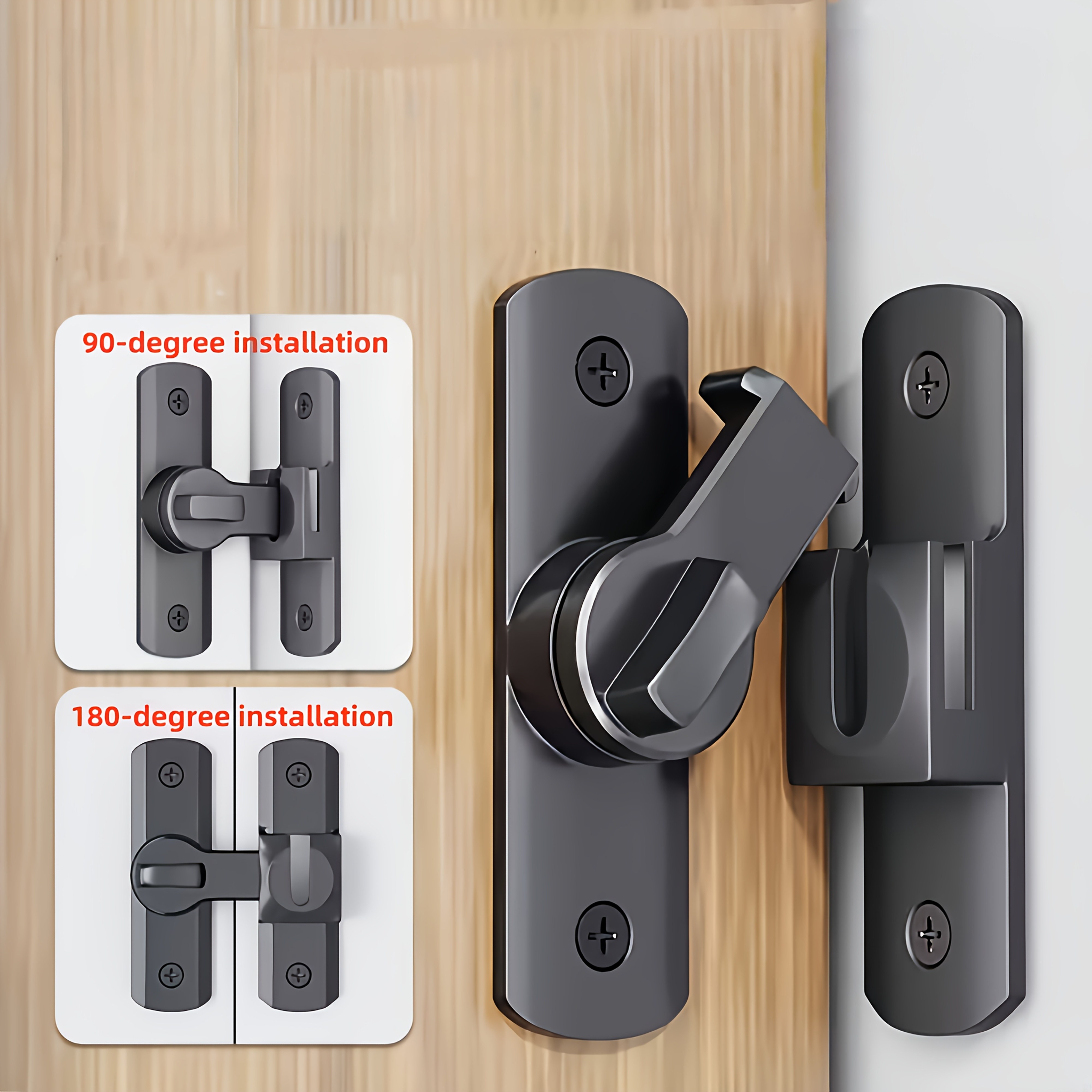 1pc heavy duty security anti theft door lock handle commercial residential grade anti pry deadbolt adjustable 90 180 sliding   reinforced durable metal structure suitable for bathroom home door office garage door