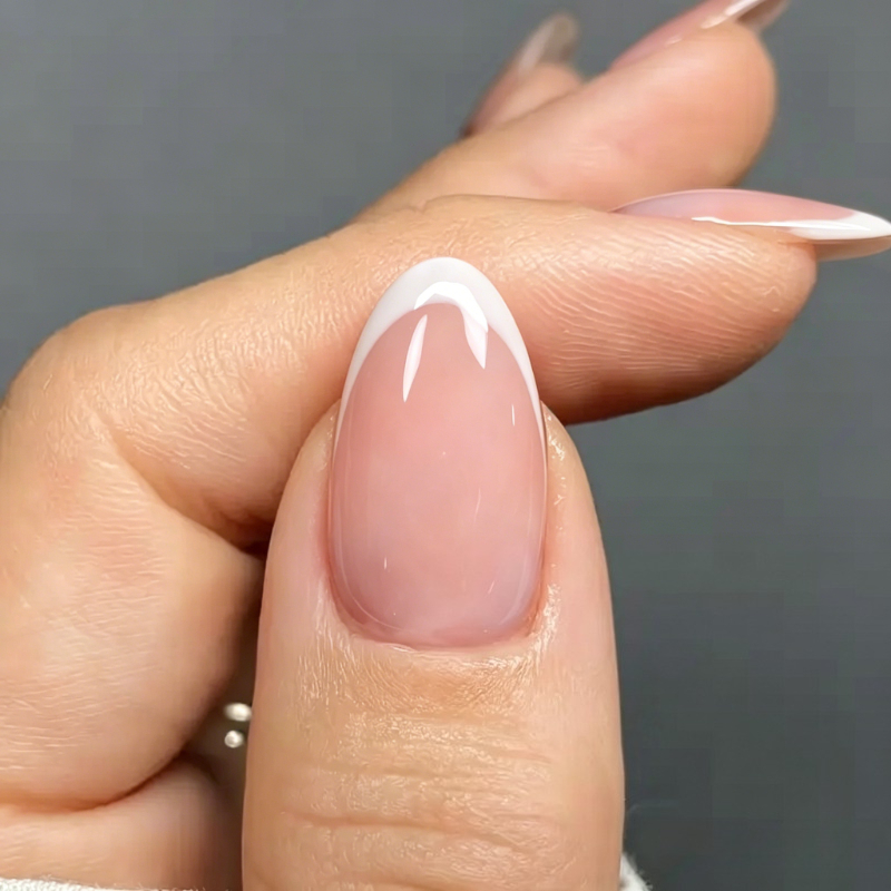TEMU Add 30pcs Of Medium-length White- Nail Art Patches, High-end Wearable False Nail Patches Set And Nail Rub, Suitable For Ladies And To Wear In