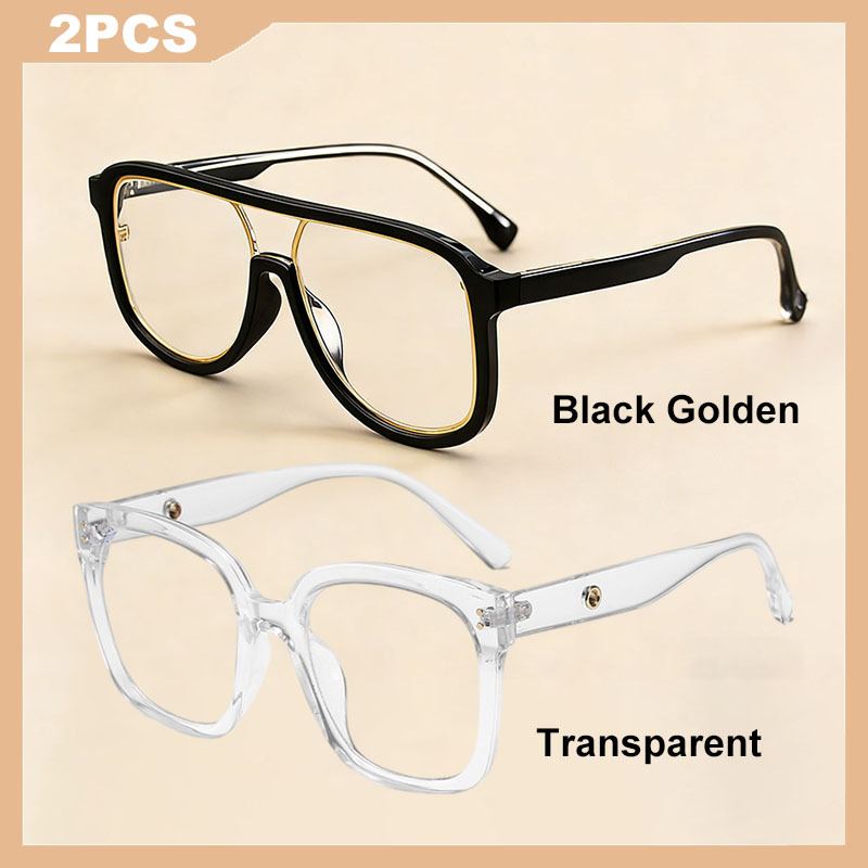 Of Double-bar Square Frame Glasses, Trendy Casual Eyeglass Frames, Unisex Vintage Frosted Eyeglass Frames