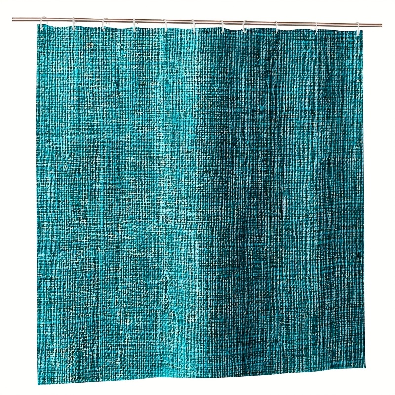 صورة العنصر ستارة دش مطبوعة بنمط مخملي بلون أزرق مخضر قطعة واحدة، طباعة مسطحة ثنائية الأبعاد [2d flat]، ديكور حمام عصري، متينة، قابلة للغسل في الغسالة،   لإكسسوارات الحمام والمنزل، قماش بملمس ناعم، ستارة حمام بحلقات دائرية واسعة جدًا بدون ثقوب، مسطحة ثنائية الأبعاد 2d flat