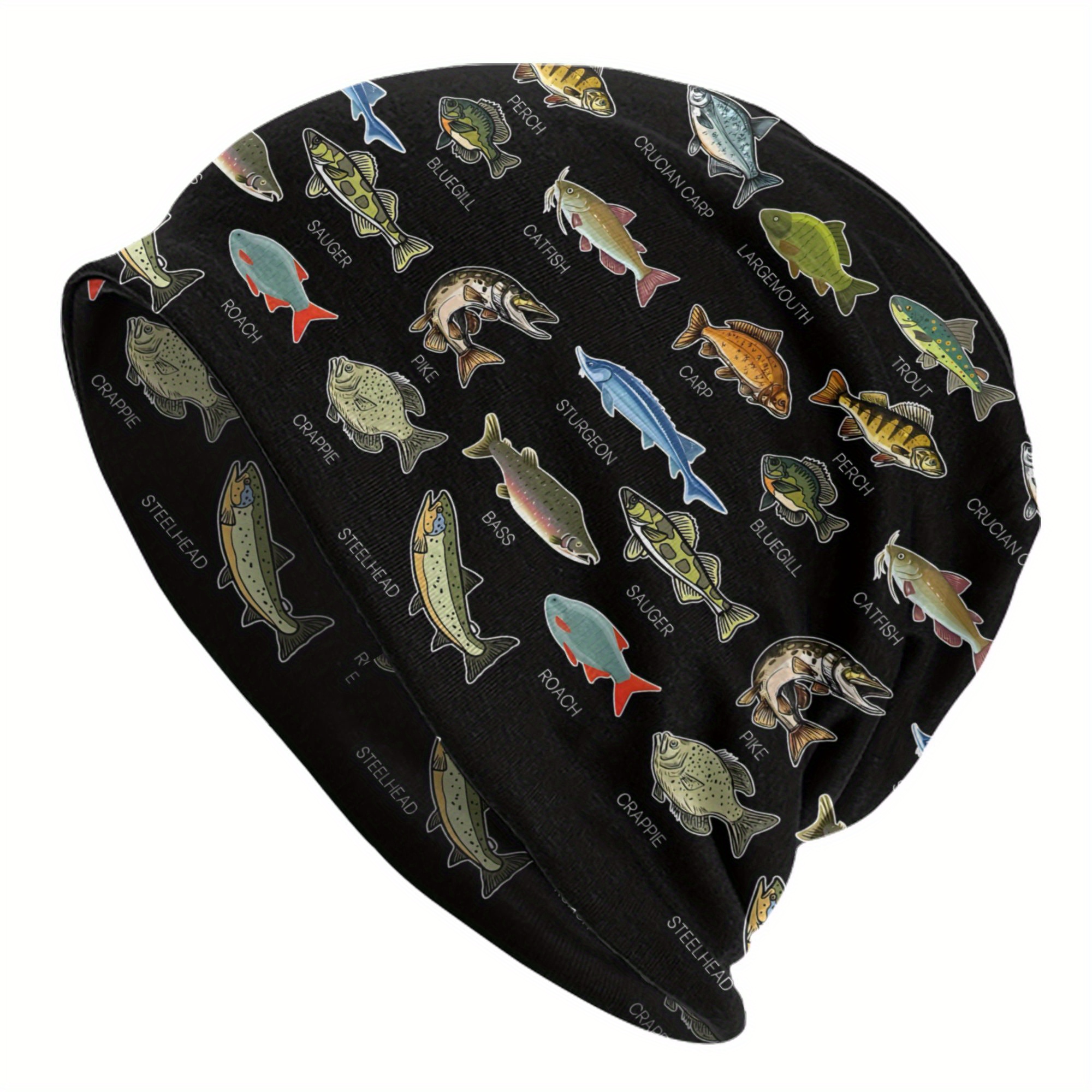 Image of 2d Print Design Types Of Fishing Bonnet Hats Men Skullies Beanies Hat Cap Hip Hop Caps