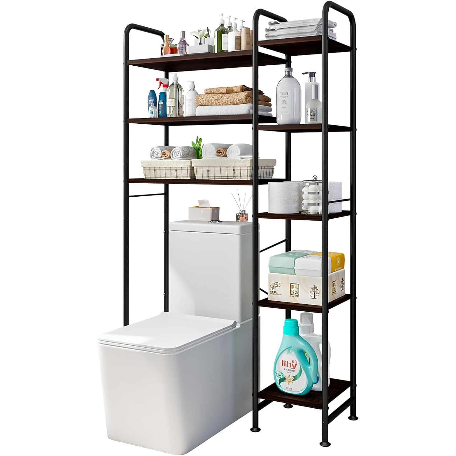 TEMU Over The Toilet Storage Bathroom Organizer Shelf Freestanding Space Saver With Toilet Multifunctional Rack