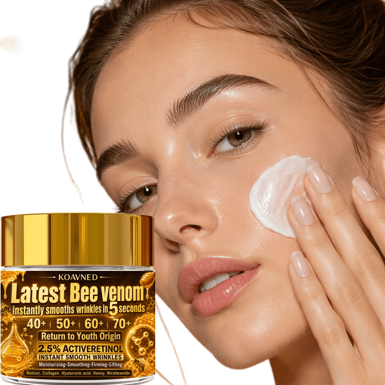 Image of Latest Bee Venom Instant In - Moisturizes Skin To Reduce Of Wrinkles - Contains Retinol, Collagen, Hyaluronic Acid, And Nicotinamide For Rapid Penetration. Makes Skin Look Smoother And