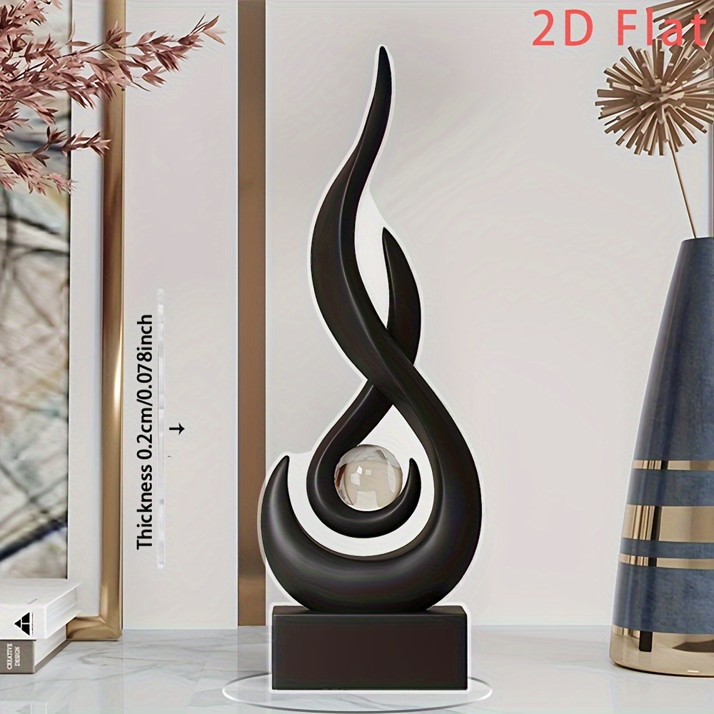 TEMU 1pc 2d Flat, European- Black Flame Decoration, Made Of Acrylic Material, An Artistic Magic Stone That Illuminates Home And Commercial Spaces,