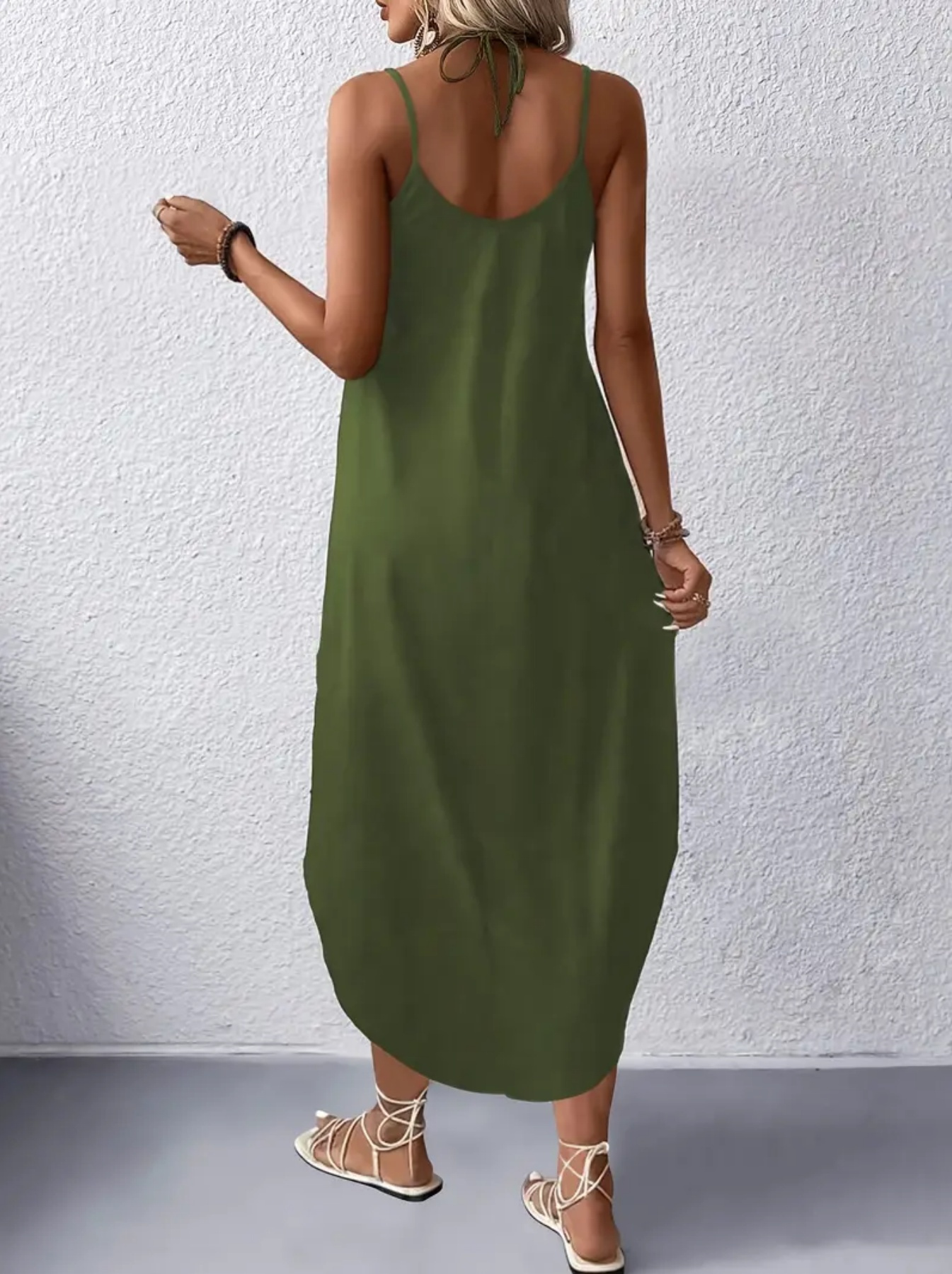   printed style womens elegant sleeveless long dress casual and loose v neck with flared bottom polyester fiber material machine washable suitable for summer casual vacation   strap outfit