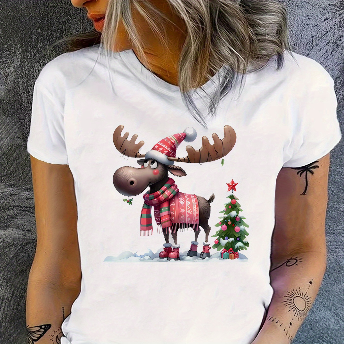 

's T- & Christmas Tree - Knit , 95% 5% , , Regular Length, Summer Top