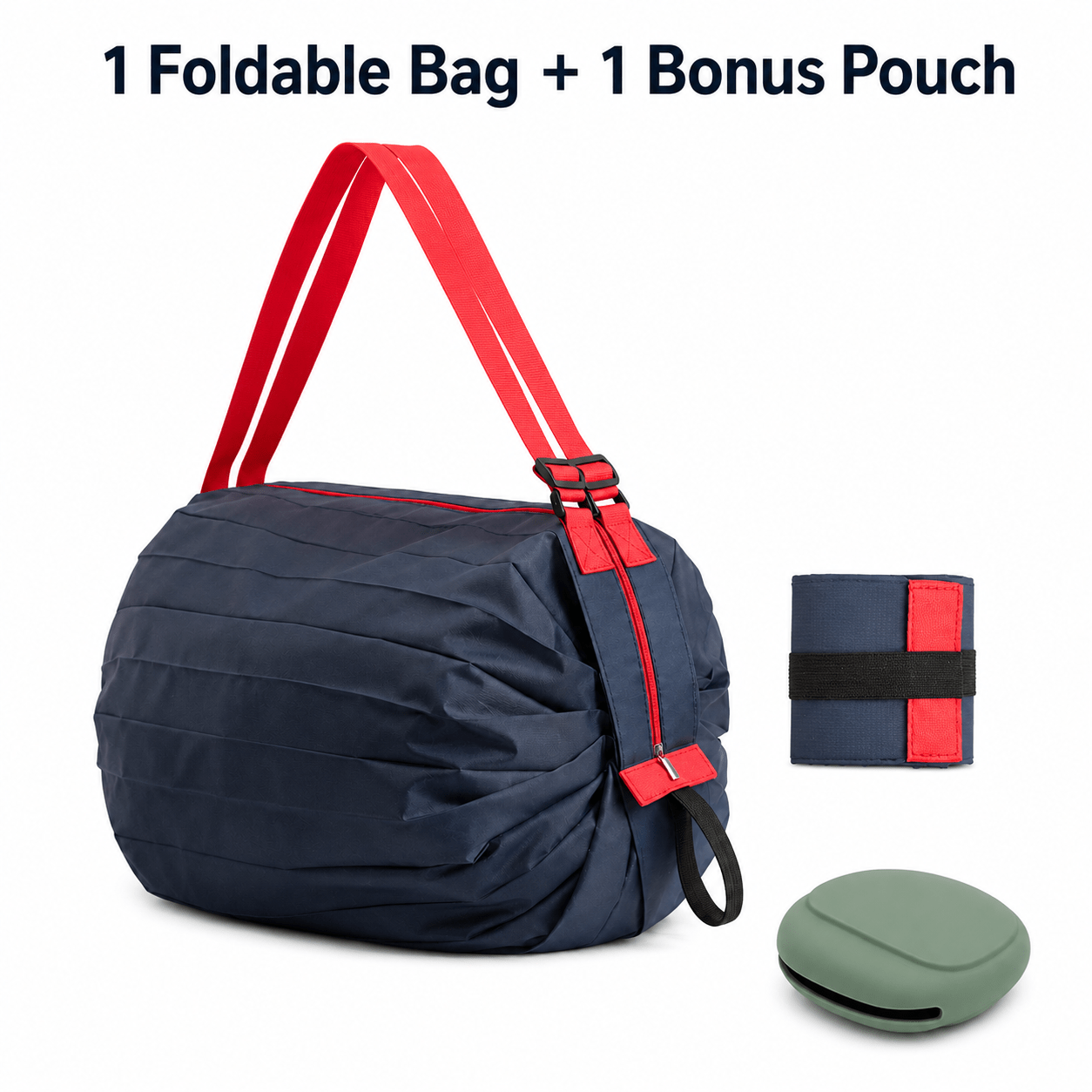TEMU 2pcs Storage Bag Shopping Bag, 1* Navy Blue Folding Storage Bag  1* Portable Silica Gel Storage Box - Large Capacity, Light, Large Shoulder
