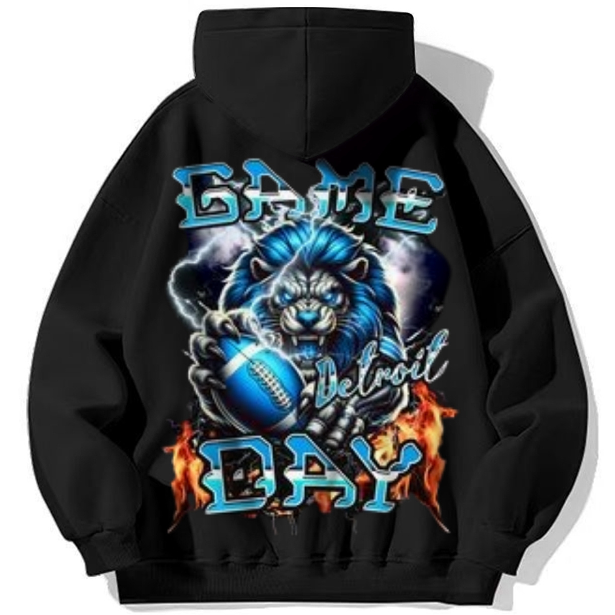 

Vintage Football Print Pullover With Kangaroo Pocket Hoodies