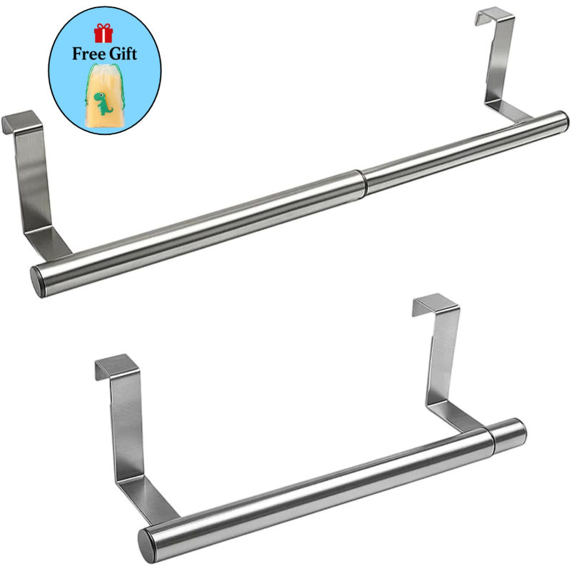 TEMU 3pcs Set: 2 Retractable Kitchen Towel Racks + 1 Cute Dragon Drawstring Pouch, Over-the-door Towel Bar, No-drill, Anti-slip, Scratch-resistant,