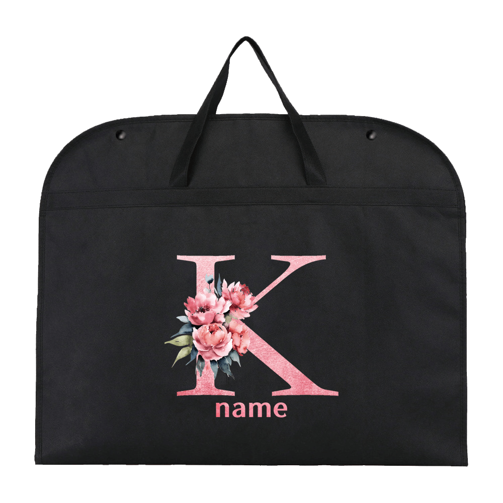 TEMU 1pc Floral Print Customizable Name Garment Protection Bag, Foldable Wedding Dress Bag, Personalized Floral Letter Printed Suit Jacket Dress