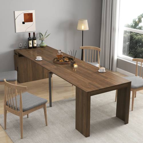 98 inch contemporary dining table with extendable features storage console made from 15 mm particleboard with a melamine surface