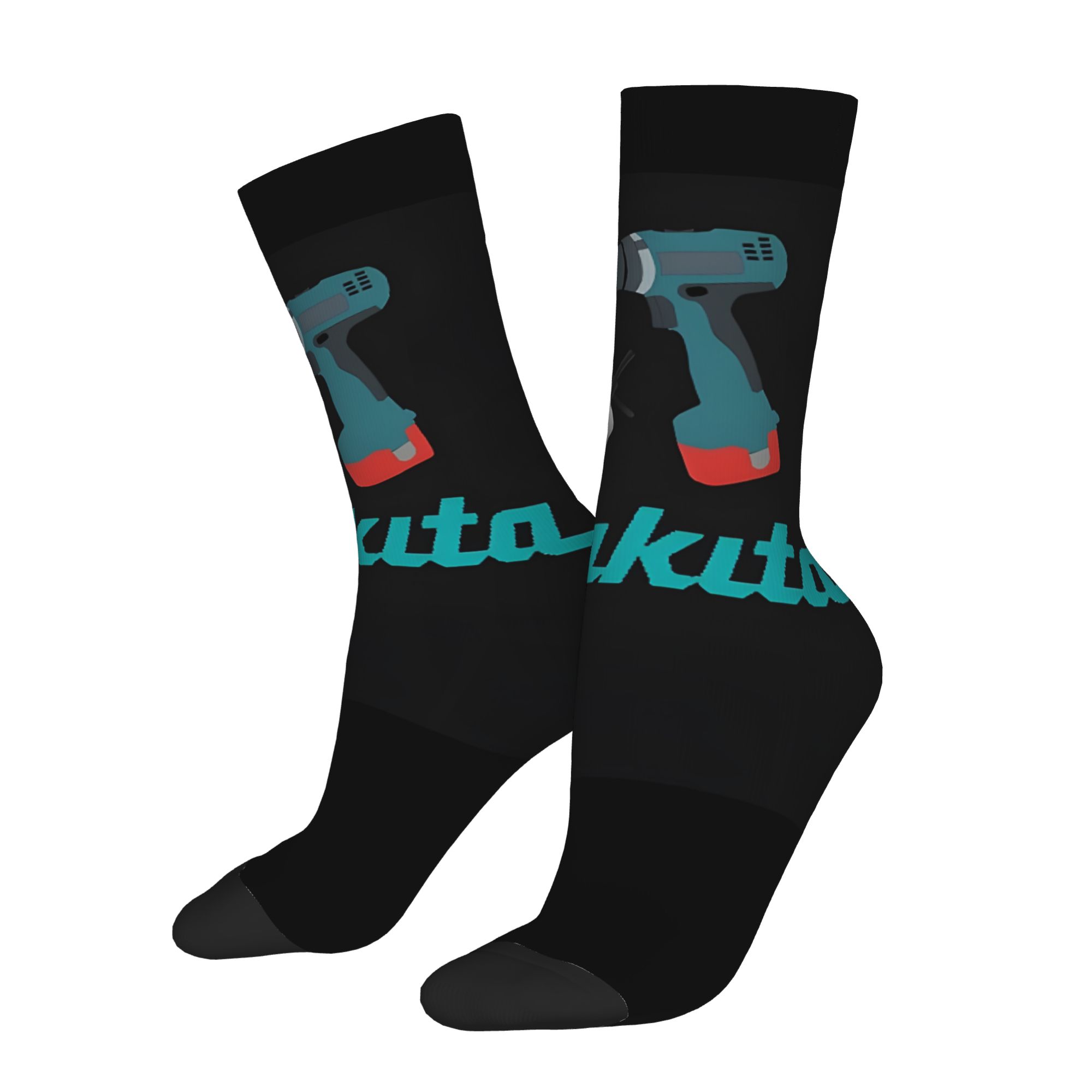 TEMU 1 Paar lustige verrückte Socken für Herren Makita Hip-Hop Vintage fröhliches nahtloses Muster bedruckte Alltagskompressionssocken