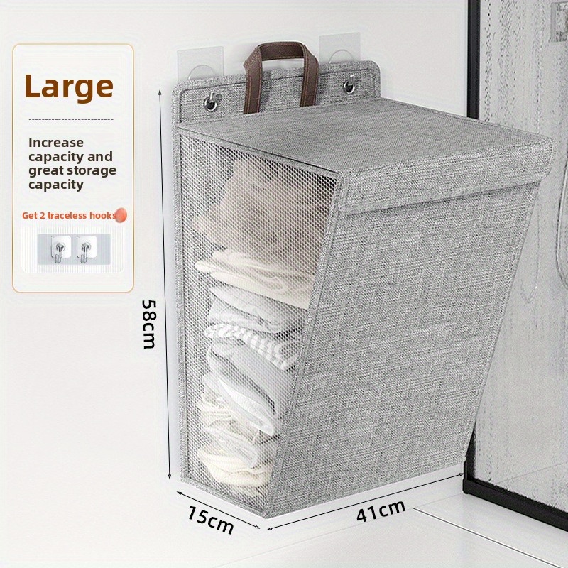TEMU Boîte de Rangement Murale Pliable en Tissu Oxford avec Couvercle - de Place, Idéale pour Panier à Linge, Corbeille, Jouets, Étagère Moderne pour