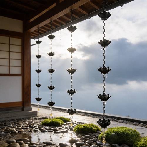1pc rust proof metal garden drainage rain chain with outdoor hanging chain decor gutter downspout alternative for home patio fathers day mothers day gift