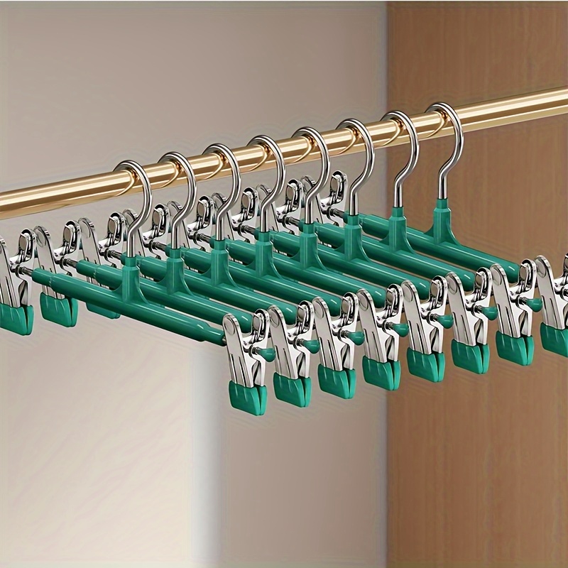 10 Grucce Per Pantaloni Con Clip Regolabili Antiscivolo: Appendini In Plastica E Metallo Con Gancio Girevole 360° (Rosa) - Risparmio Spazio Per Gonne, Jeans E Sciarpe