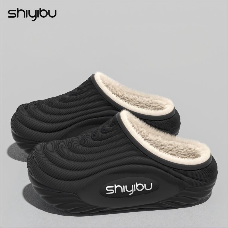 TEMU New Women's Slippers Casual Autumn Indoor Home Dormitory Fleece Thick Warm Waterproof Thick Sole Solid Color Easy Everyday Versatile Soft
