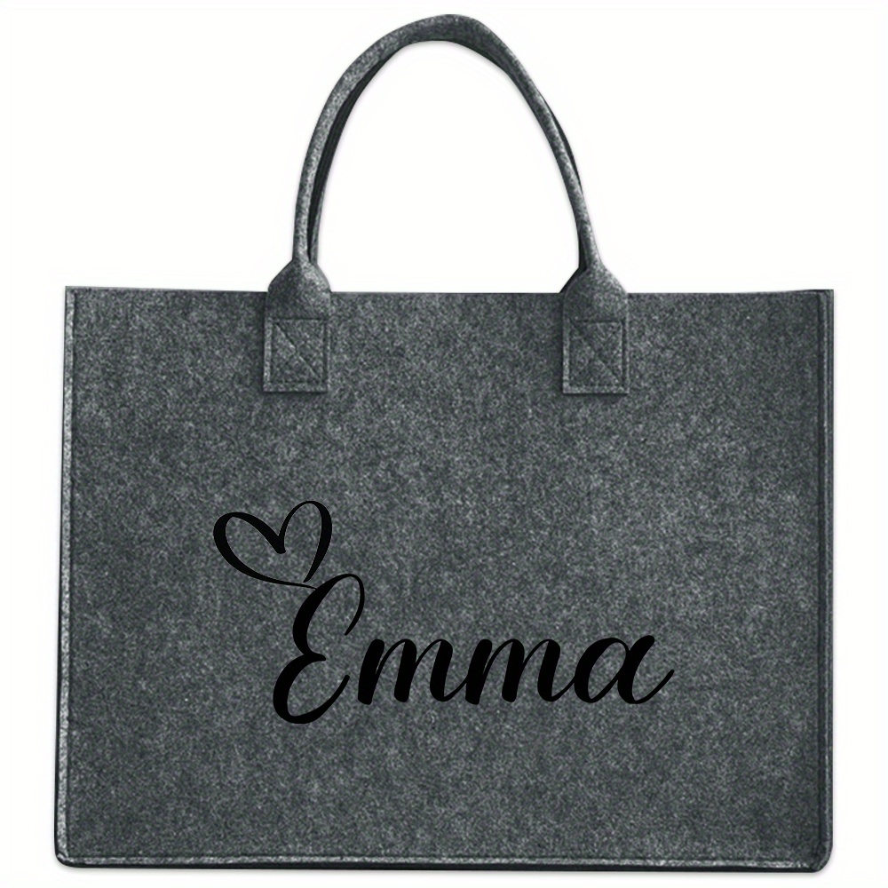 TEMU Custom Personalized Felt Handbag, Women's Tote Bag, Large Capacity Handbag For Commuting, Bag, Fashionable Travel Bag, Lightweight And Handbag |