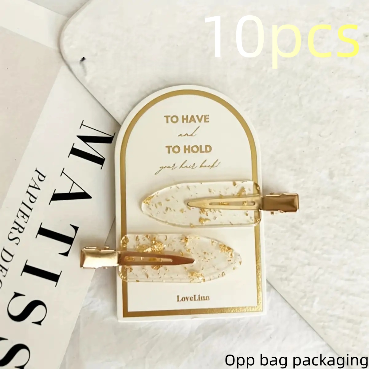 TEMU 10pcs No-crease Acetate Clips- Similar Marble Pattern, Durable Women's Accessories