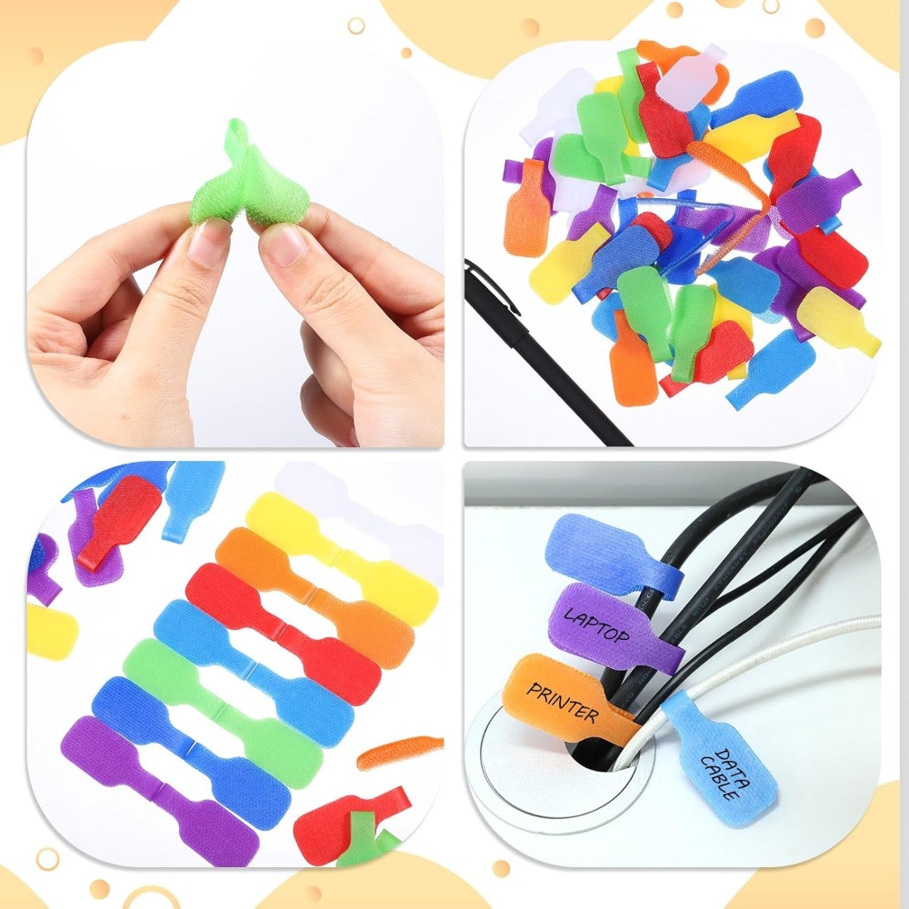 TEMU 40 Étiquettes de Câble Multicolores | Surface Inscriptible, Marque- fils en Plastique, Adaptées à des Câbles Électriques, Électroniques,