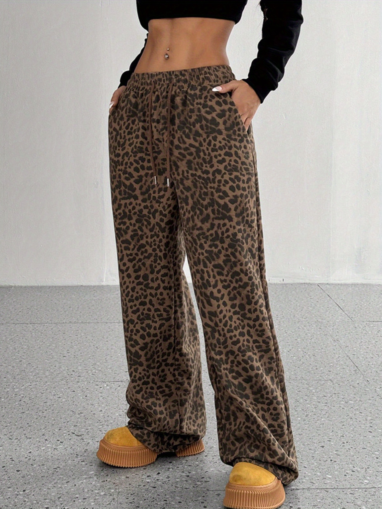 y2k print high waisted wide leg sweatpants women - Temu