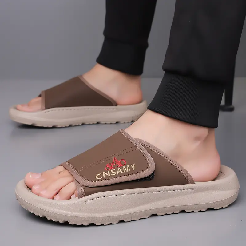 mens home bathroom slippers 2025 new lightweight quick dry mens sandals fashion open toe slides for indoor outdoor beach and casual wear sole non slip solid color round toe stylish anti skid flip flops comfortable thick soled summer durable eva material unisex design everyday use car friendly slip resistant house slippers 2pcs set 1pc shoe 1pc bag Product details 12