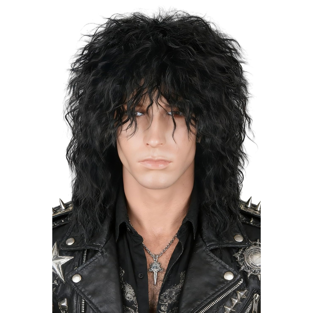 TEMU Mullet Rock Retr簷 Anni '80 �� Parrucche da con , Stile Glam Metal per Halloween, Cosplay e Feste a Tema Anni '80