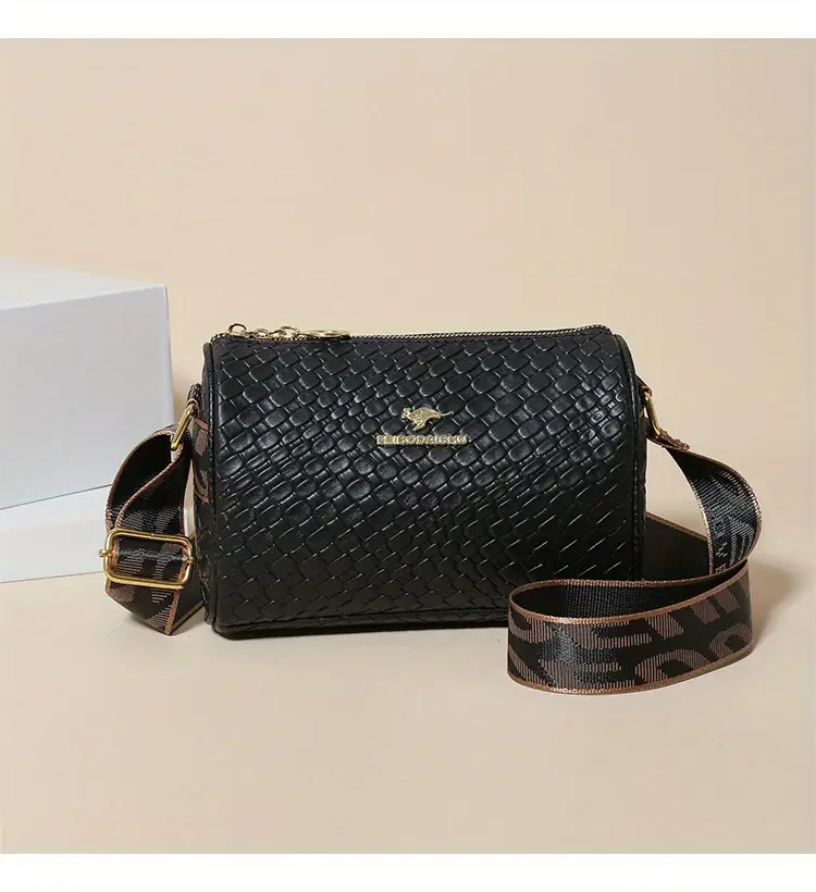 stylish dark brown floral print crossbody bag for women large capacity vintage inspired shoulder handbag with zip closure casual and commuting commuting handbag stylish womens accessory bag details 3