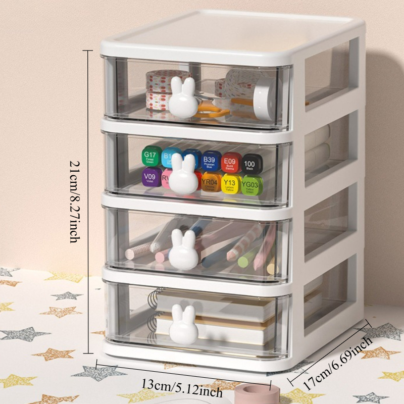 TEMU Estante de almacenamiento vertical con de 3/4 niveles y cajones transparentes, adorable cajón de mostrador multicapa con forma de y pomo para