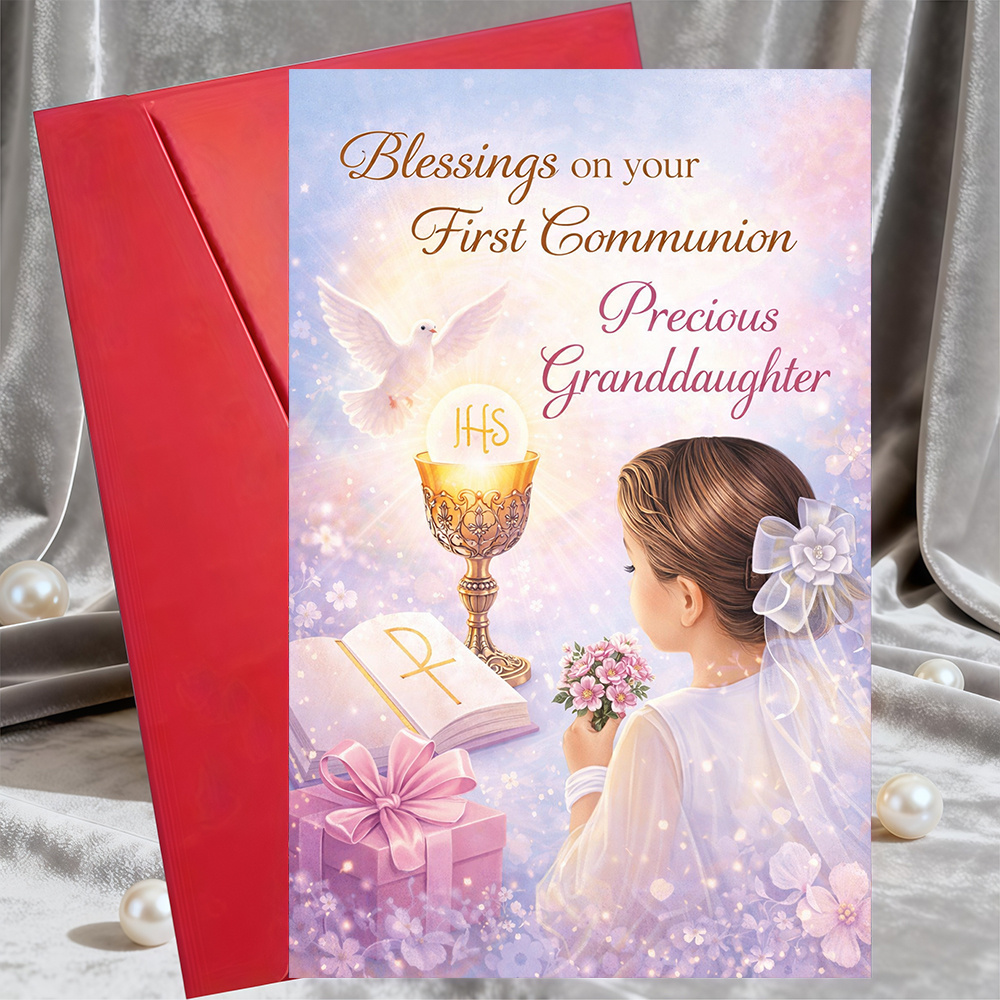 TEMU Une belle carte de première communion pour votre petite-fille, avec enveloppe. Cette carte religieuse est un pour les célébrations familiales et