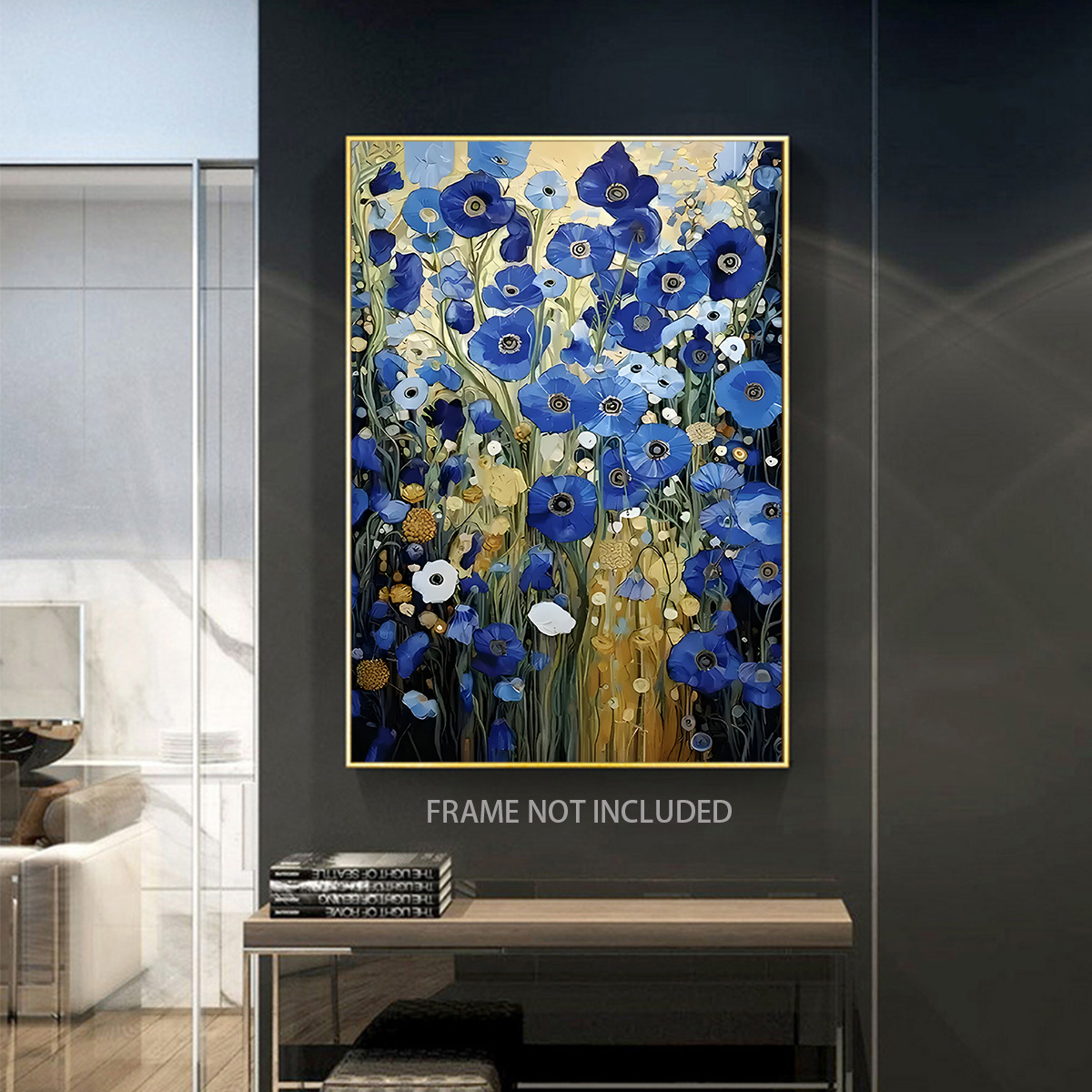 商品名】2d フレームなしのキャンバスアート。 ・クリムトの「青い花