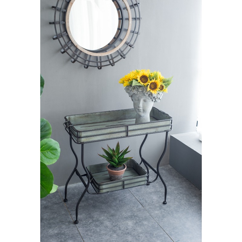 32x15x31' Maggie Galvanized Tray Table Accent Table